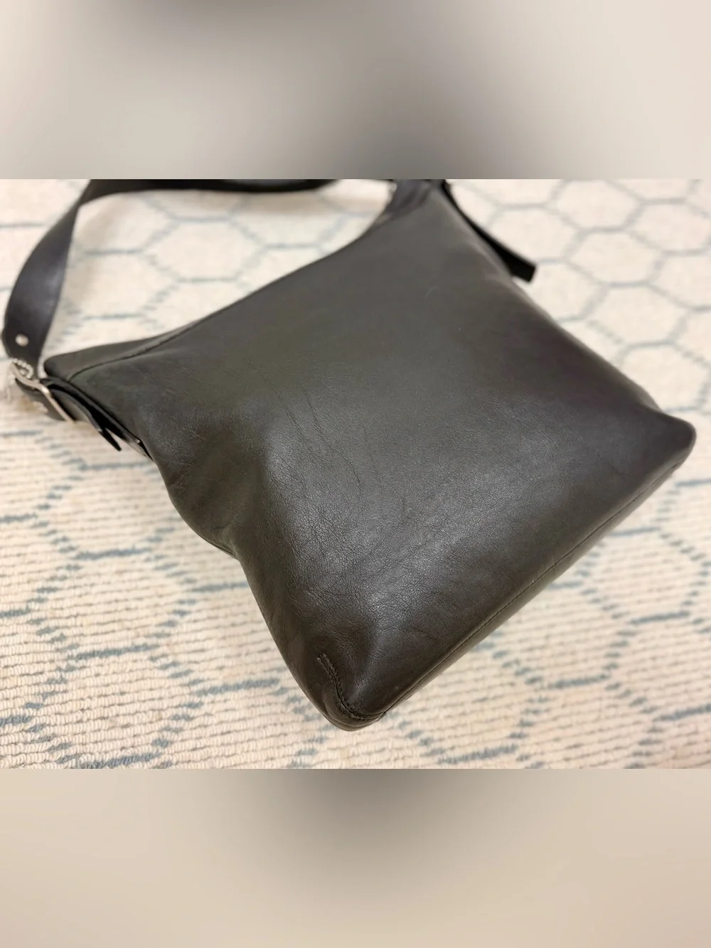 COACH Vintage Y2K Unisex Classic Black Leather Messenger Tote Crossbody Handbag